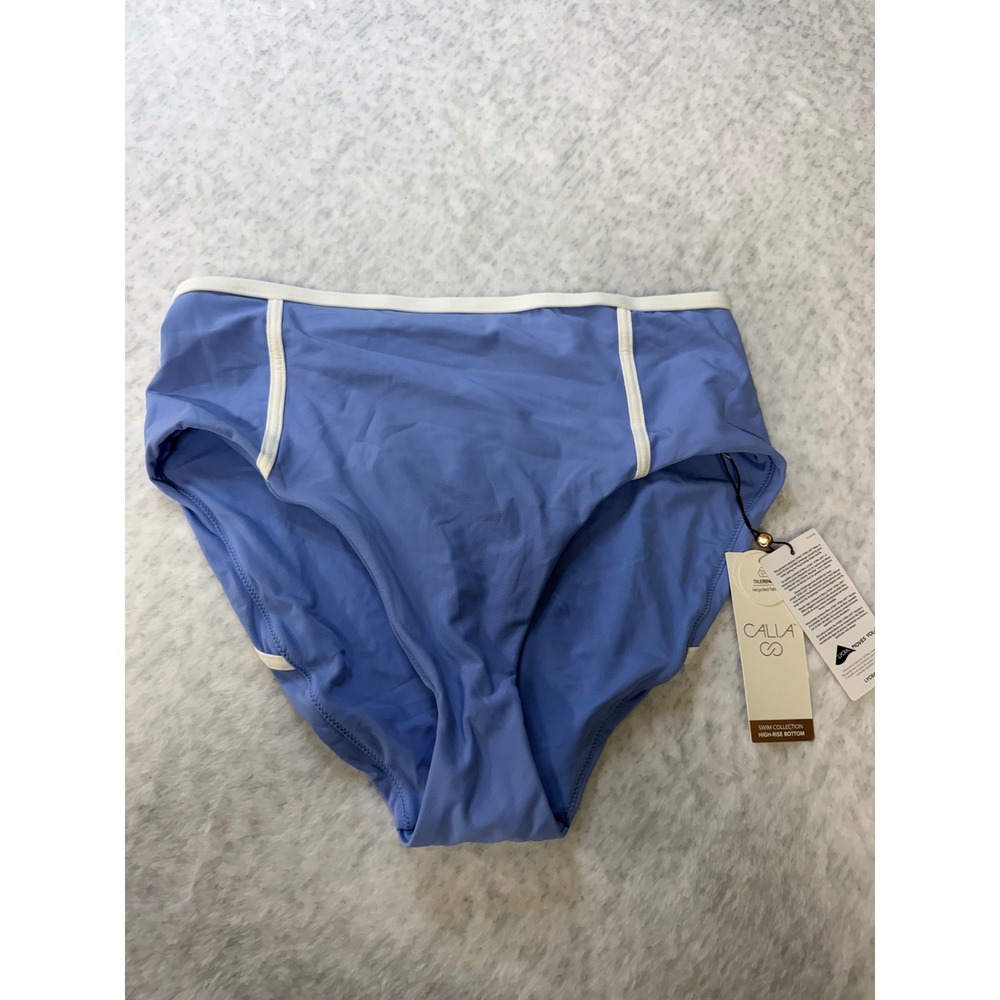 CALIA Womens High Rise Tipping Bikini Bottom Sky Breeze Blue WSA12448 Medium NWT